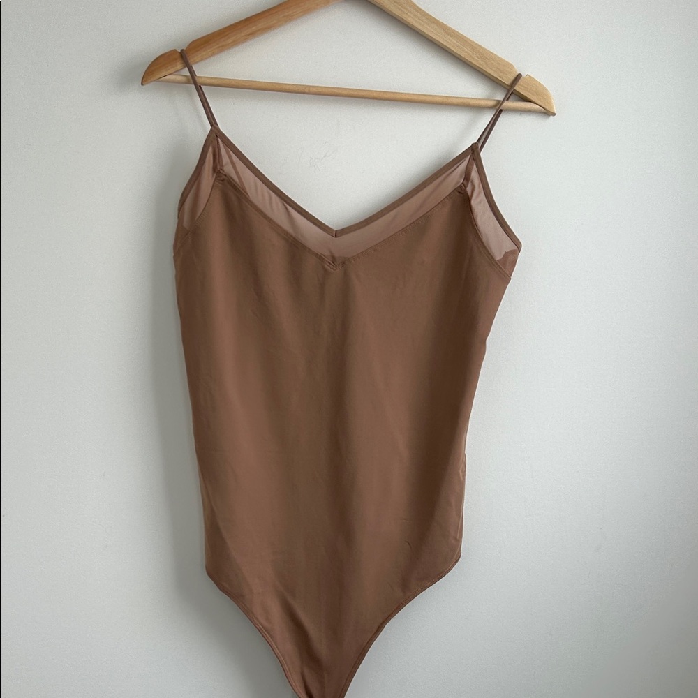 Abercrombie & Fitch Brown Spaghetti Strap Mesh Bodysuit